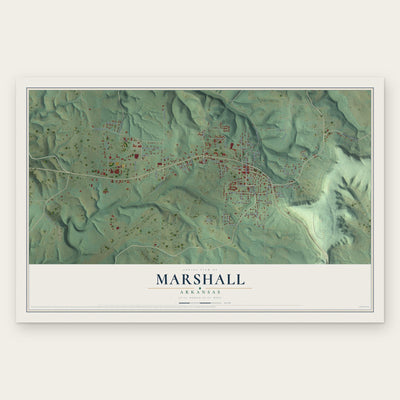 Marshall, Arkansas map print, the full design