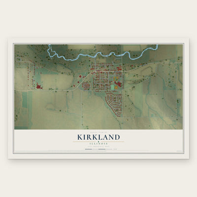 Kirkland, Illinois map print, the full design
