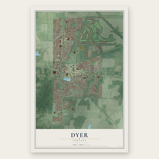 Dyer, Indiana map print, the full design