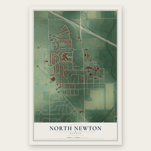 North Newton, Kansas map print, the full design