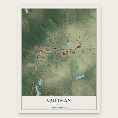 Quitman, Texas map print, the full design