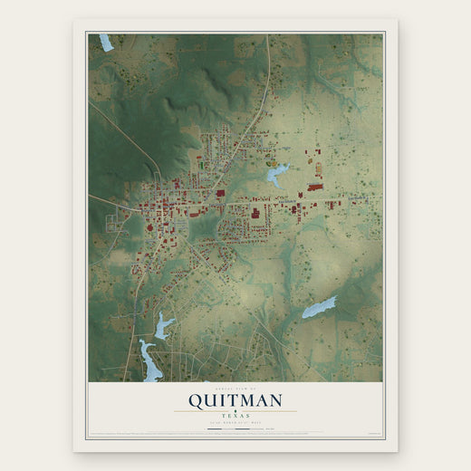 Quitman, Texas map print, the full design