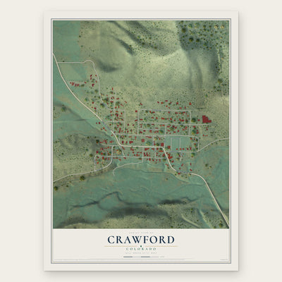 Crawford, Colorado map print, the full design