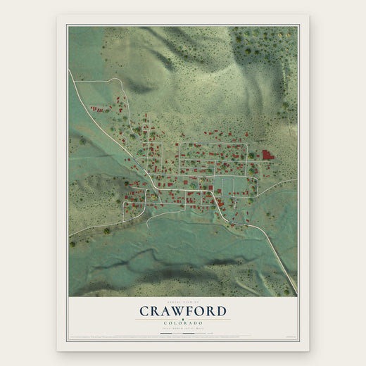 Crawford, Colorado map print, the full design