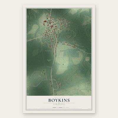 Boykins, Virginia map print, the full design