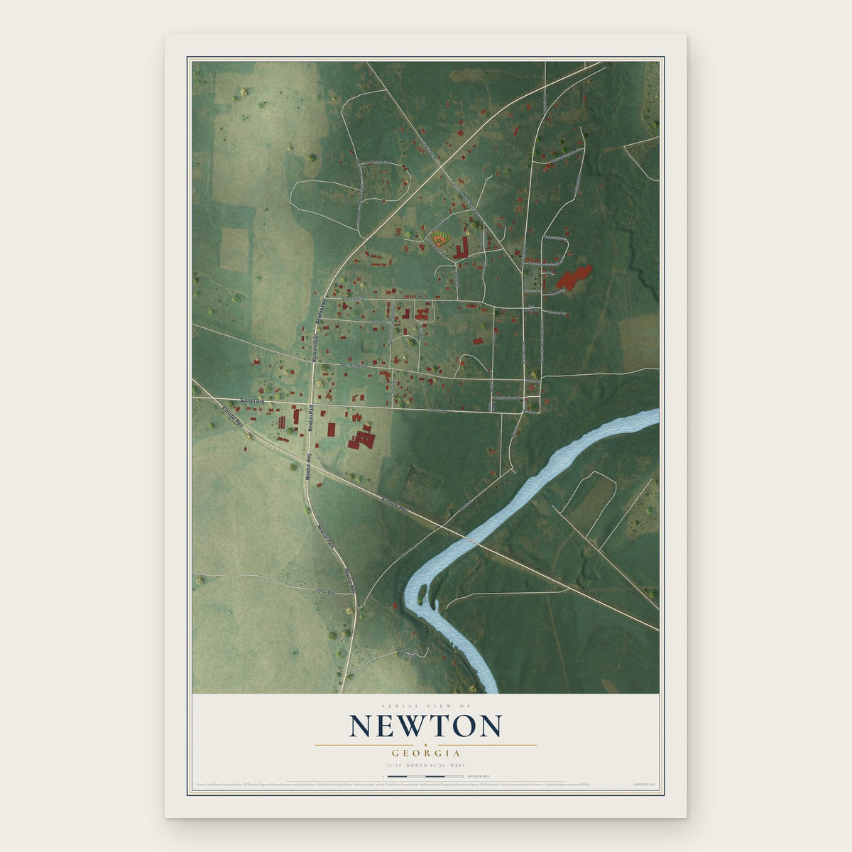 Newton, Georgia map print, the full design