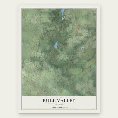 Bull Valley, Illinois map print, the full design