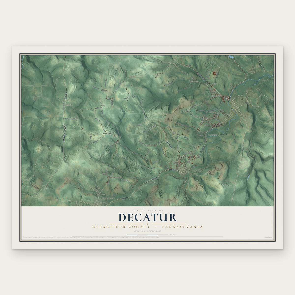 Decatur, Clearfield County, Pennsylvania map print, the full design