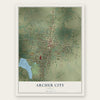 Archer City, Texas map print, the full design