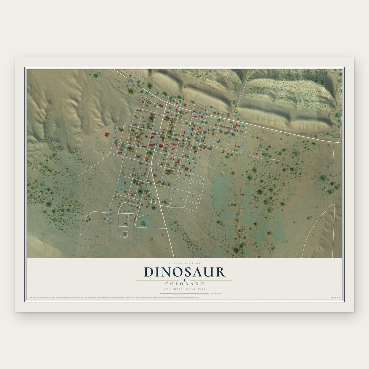Dinosaur, Colorado map print, the full design