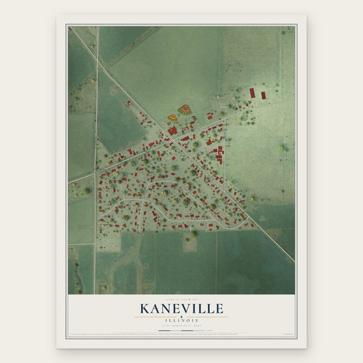 Kaneville, Illinois map print, the full design