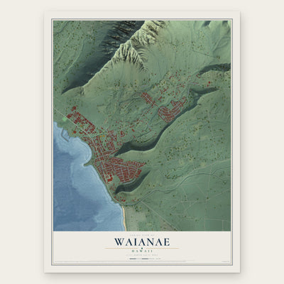 Waianae, Hawaii map print, the full design