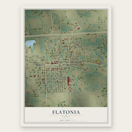 Flatonia, Texas map print, the full design