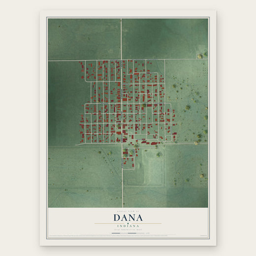 Dana, Indiana map print, the full design