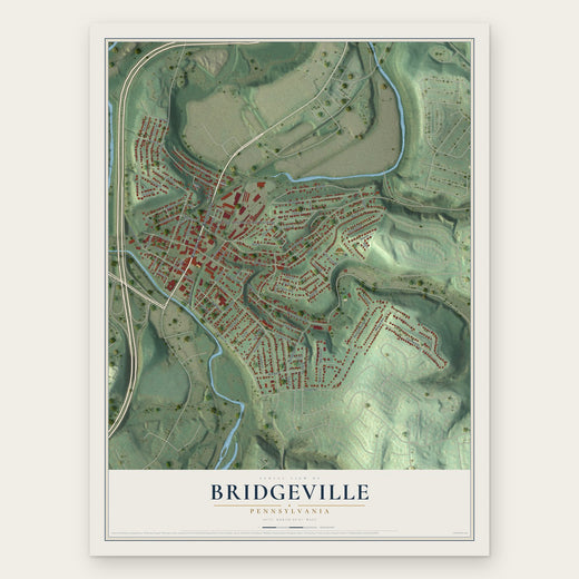 Bridgeville, Pennsylvania map print, the full design