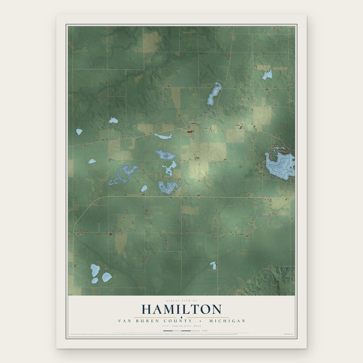Hamilton, Van Buren County, Michigan map print, the full design