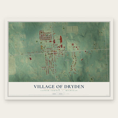 Dryden, Michigan map print, the full design