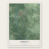 Liberty, Texas map print, the full design