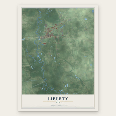 Liberty, Texas map print, the full design