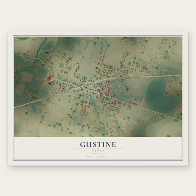 Gustine, Texas map print, the full design