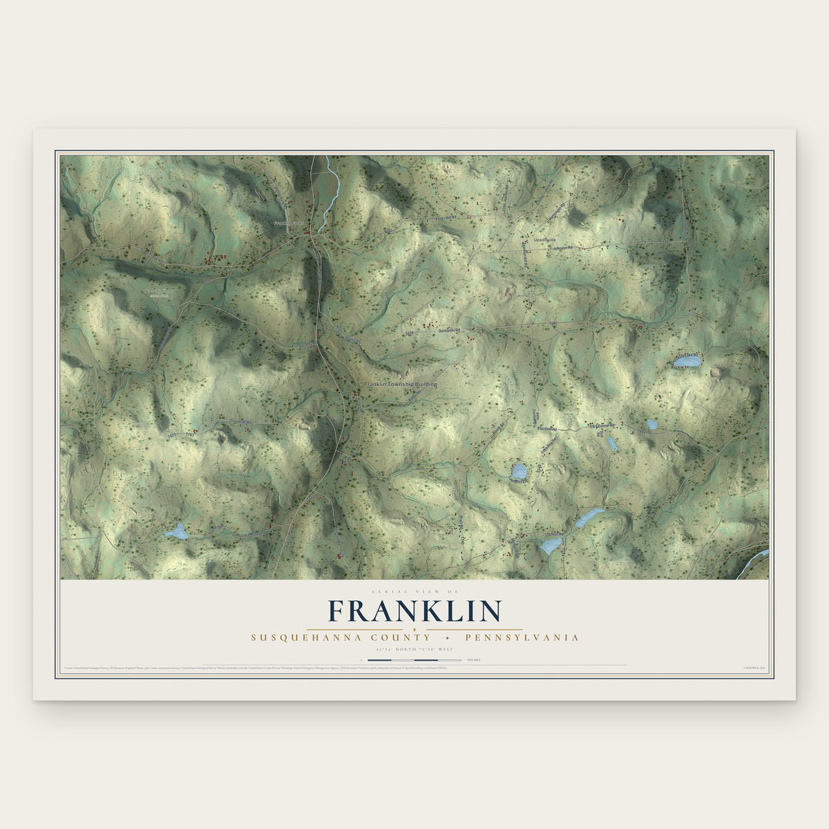 Franklin, Susquehanna County, Pennsylvania map print, the full design