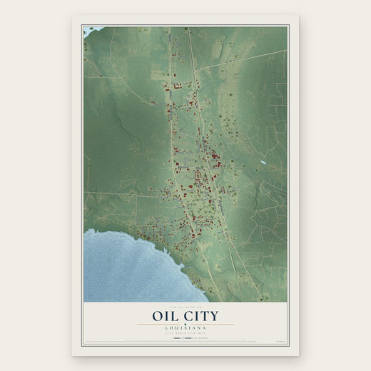 Oil City, Louisiana map print, the full design