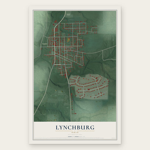 Lynchburg, Ohio map print, the full design