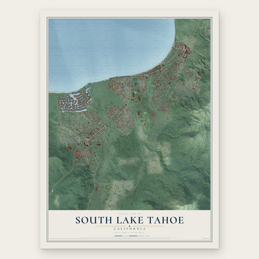 South Lake Tahoe, California map print, the full design