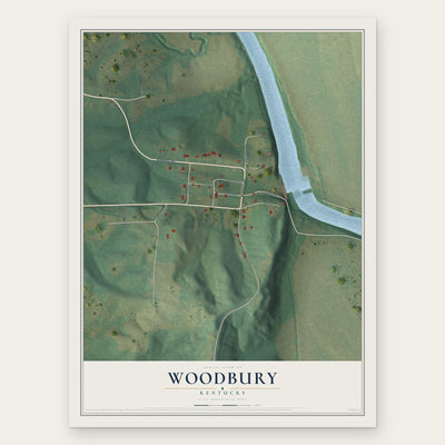 Woodbury, Kentucky map print, the full design