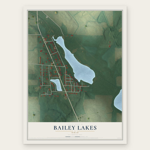 Bailey Lakes, Ohio map print, the full design