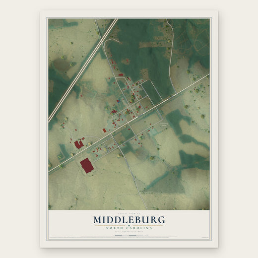 Middleburg, North Carolina map print, the full design