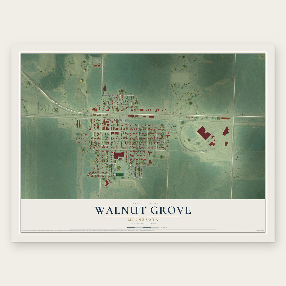 Walnut Grove, Minnesota map print, the full design