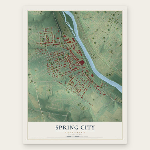 Spring City, Pennsylvania map print, the full design