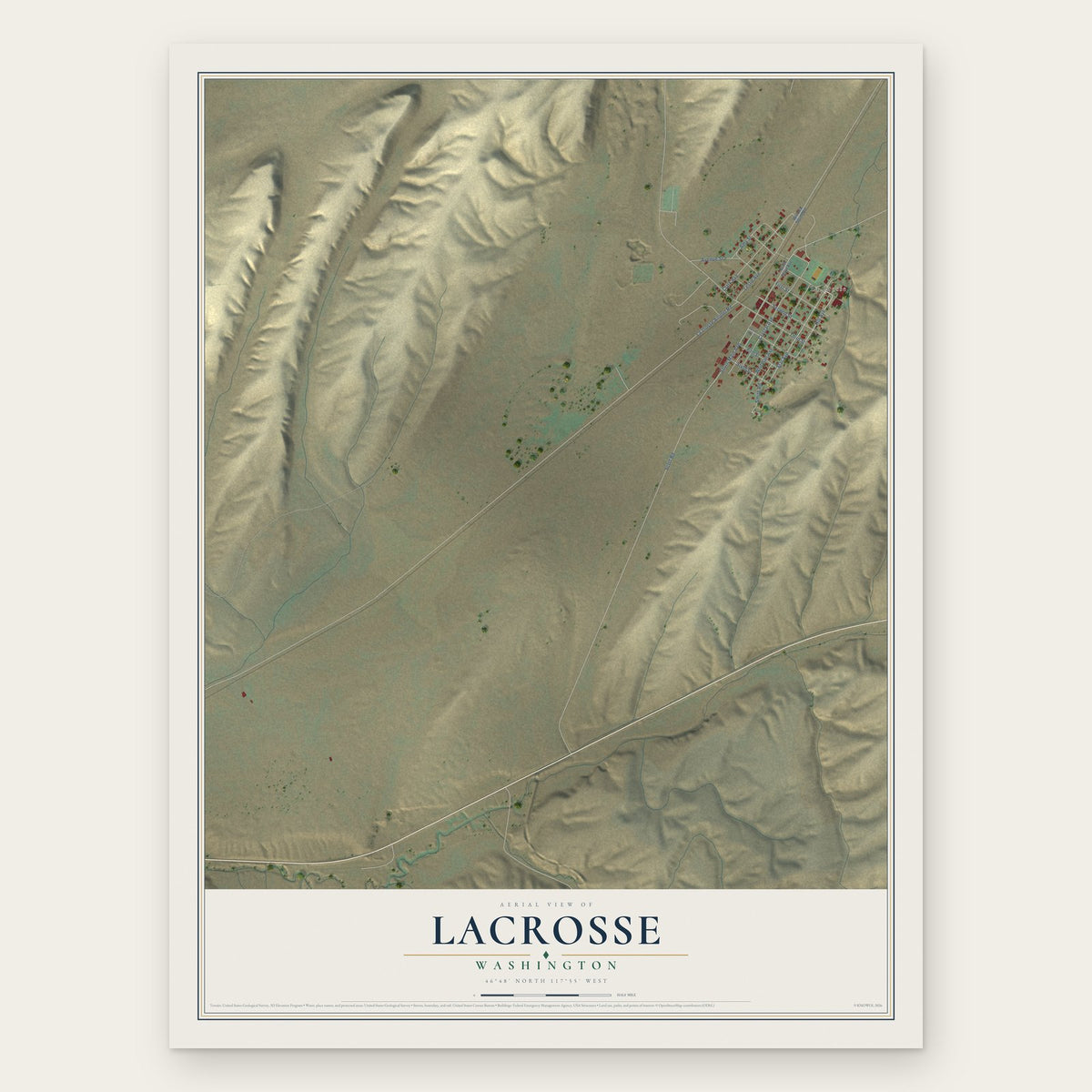 LaCrosse, Washington map print, the full design