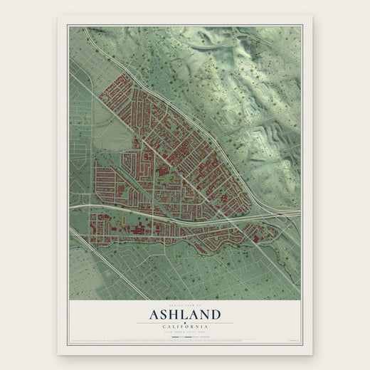 Ashland, California map print, the full design