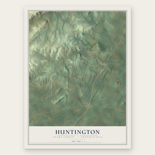 Huntington, Adams County, Pennsylvania map print, the full design