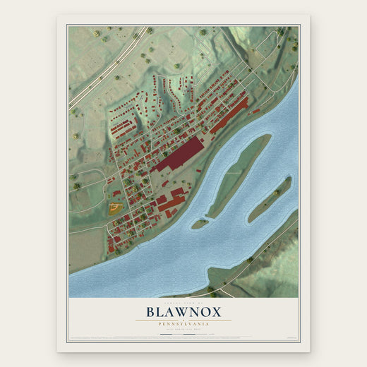 Blawnox, Pennsylvania map print, the full design