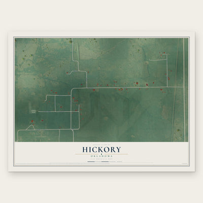 Hickory, Oklahoma map print, the full design