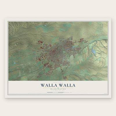 Walla Walla, Washington map print, the full design