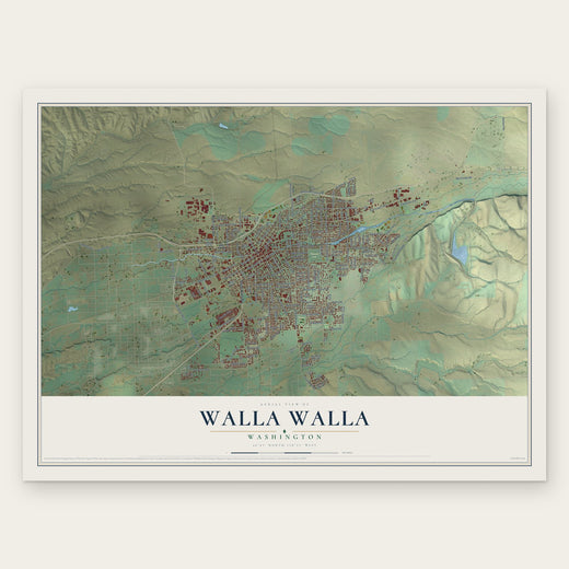 Walla Walla, Washington map print, the full design