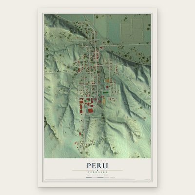 Peru, Nebraska map print, the full design