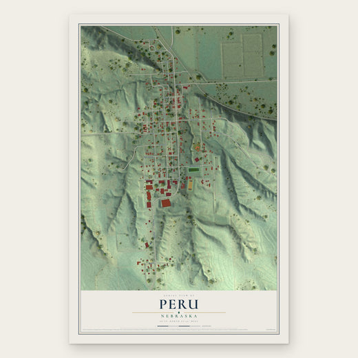 Peru, Nebraska map print, the full design