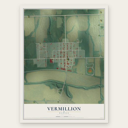 Vermillion, Kansas map print, the full design
