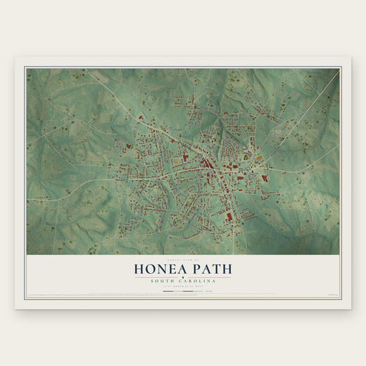 Honea Path, South Carolina map print, the full design