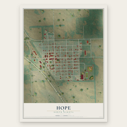 Hope, North Dakota map print, the full design