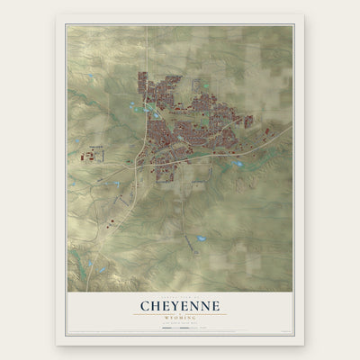 Cheyenne, Wyoming map print, the full design