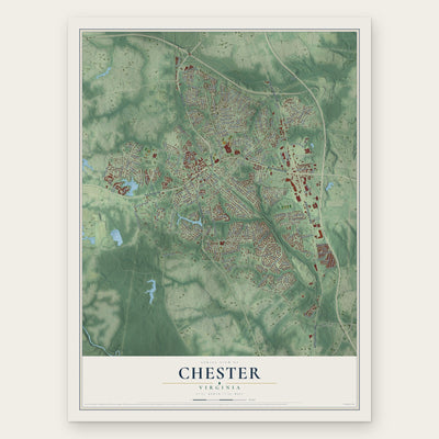 Chester, Virginia map print, the full design