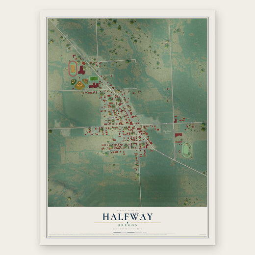 Halfway, Oregon map print, the full design