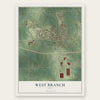 West Branch, Iowa map print, the full design