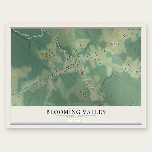 Blooming Valley, Pennsylvania map print, the full design